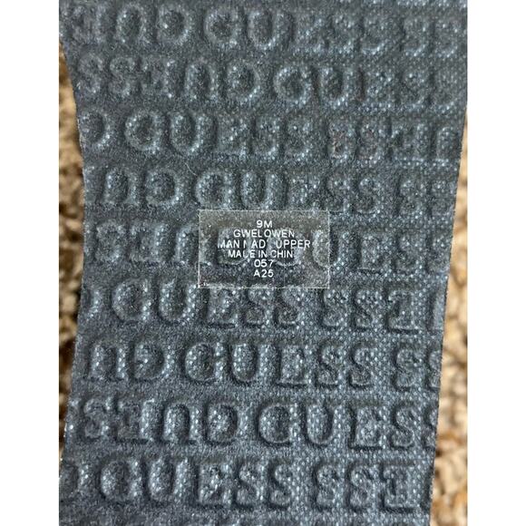 GUESS Platform Flip Flop Wedge Sandals 9M Black Logo Rhinestone Thong Women - Picture 6 of 7